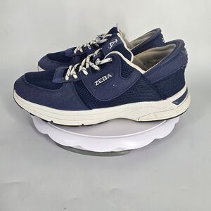 ZEBA Men's 10.5 Hands-Free Slip-On Sneakers Navy Blue Walking Shoes EZ Step In